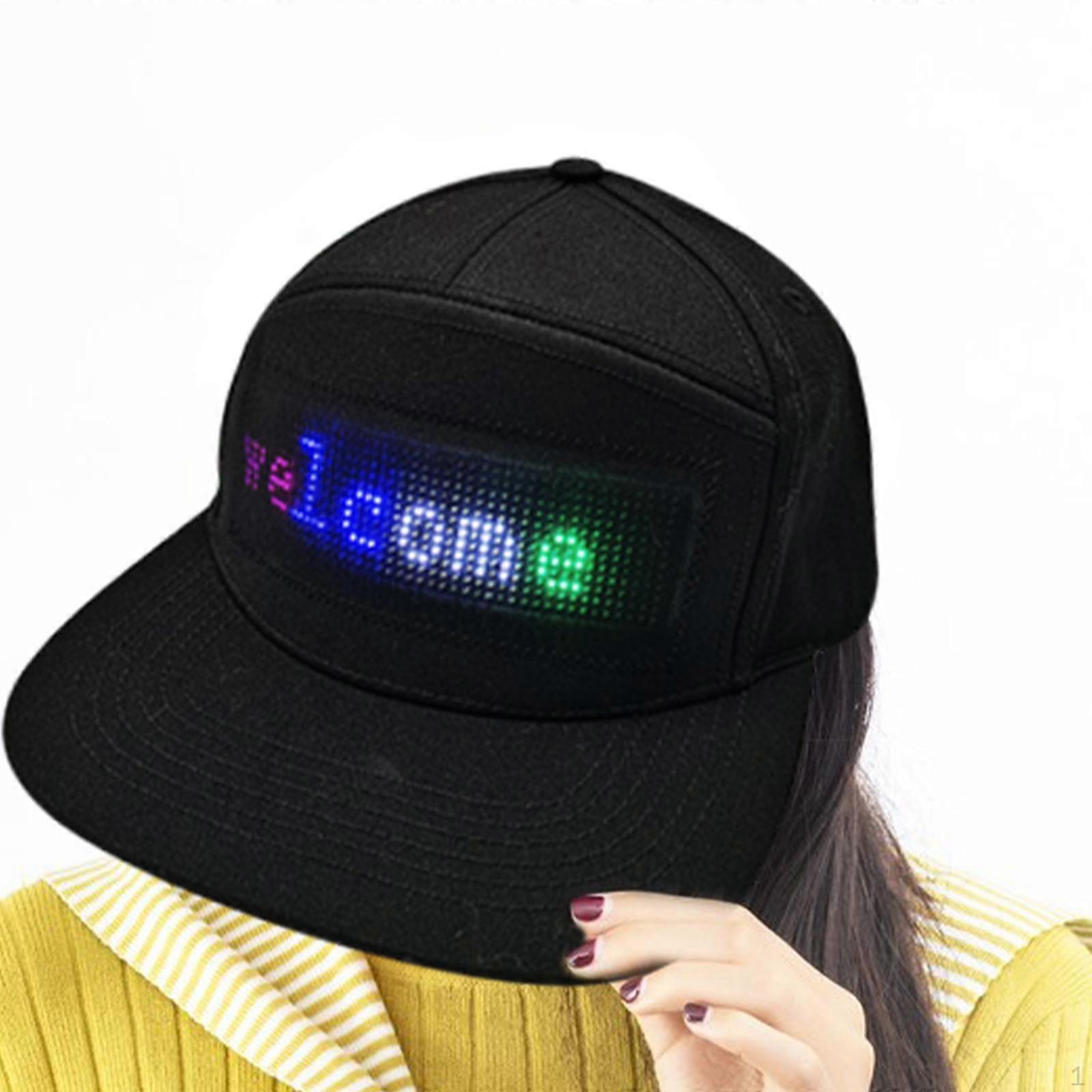 LED Baseball Cap Bluetooth Cool Hat Detachable Display Screen Men DIY Editable
