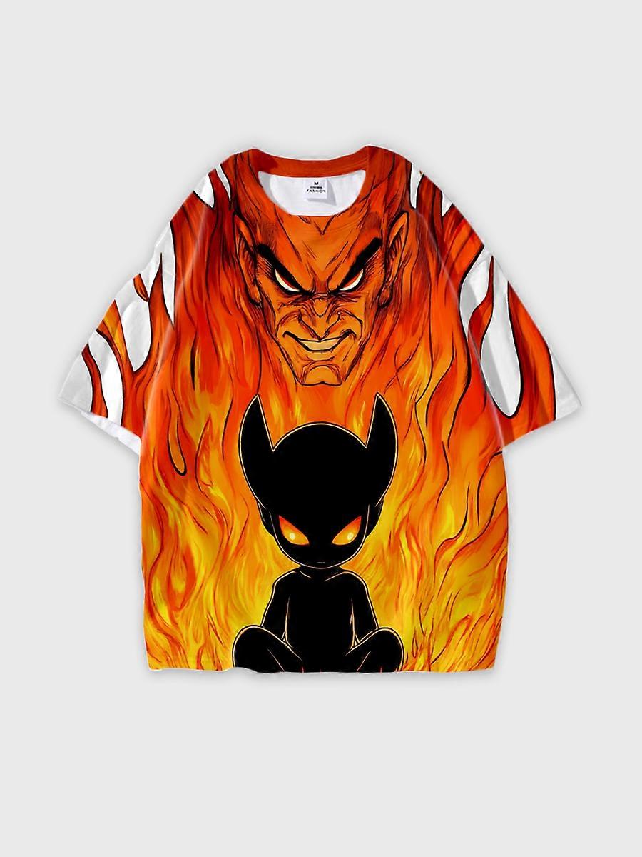 T-shirt round neck Pattern loose short sleeve N3145