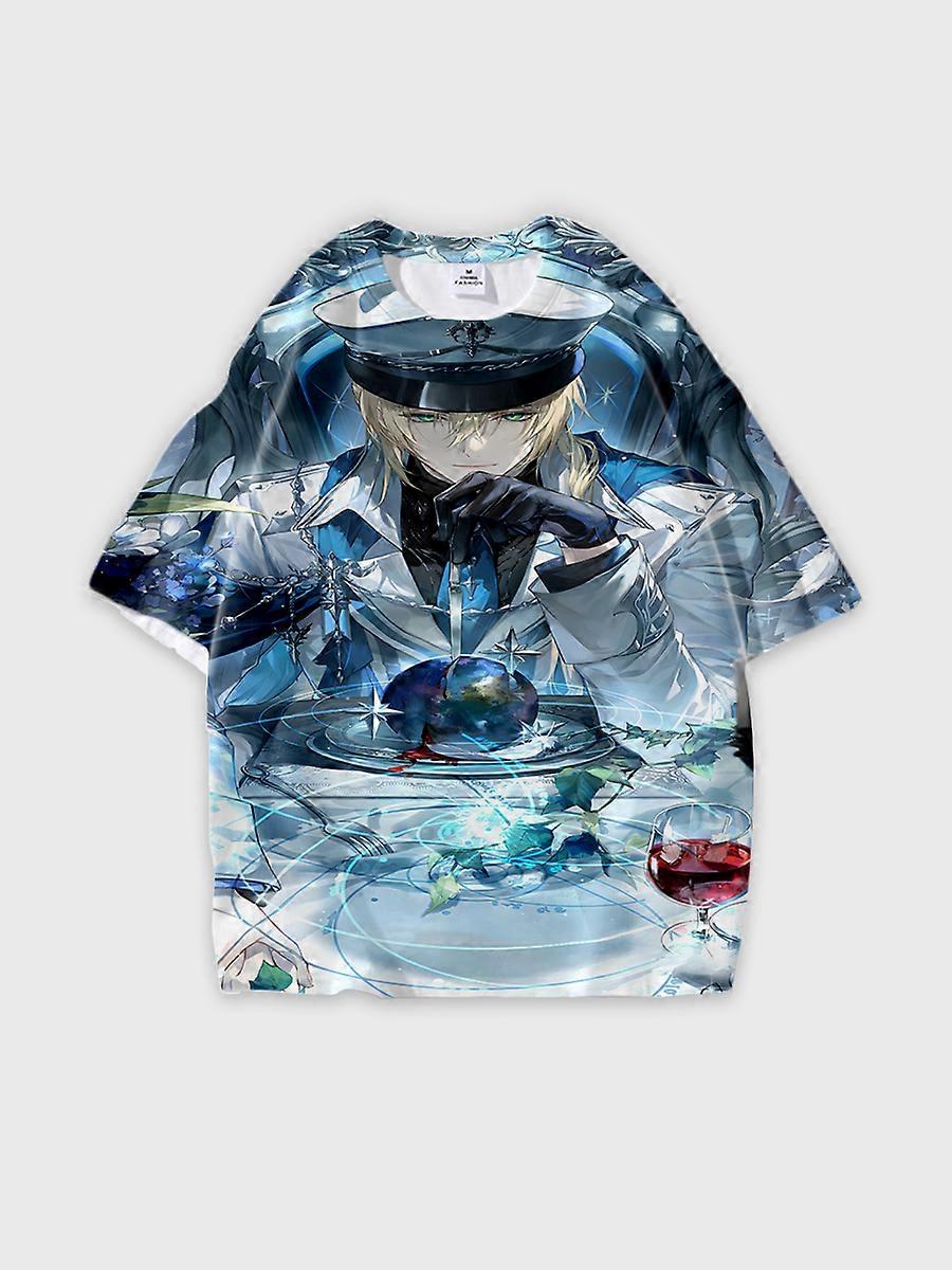 T-shirt round neck Role Pattern loose short sleeve E1528