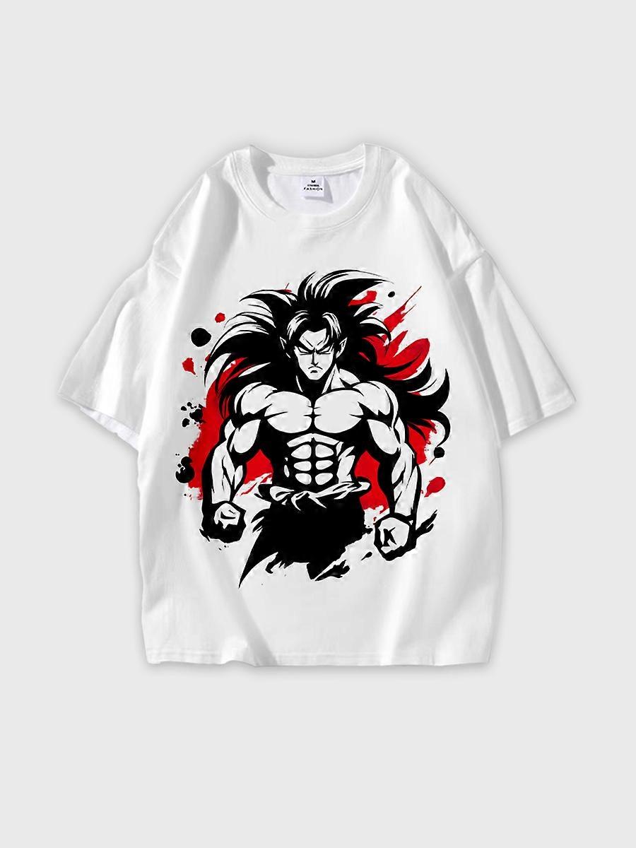 T-shirt girocollo Cartoon Pattern manica corta sciolta E1259