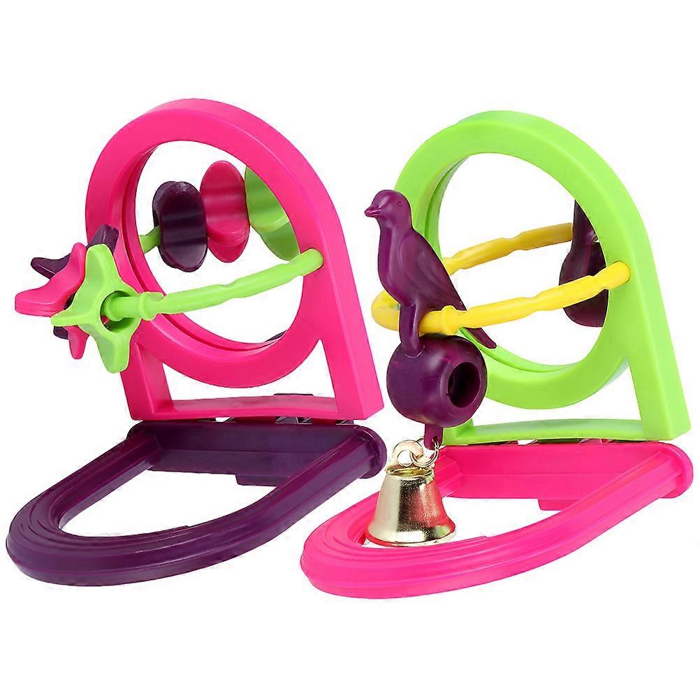 Creative Bird Stand With Mirror For Parrot Training Rod Shape 2Pcs