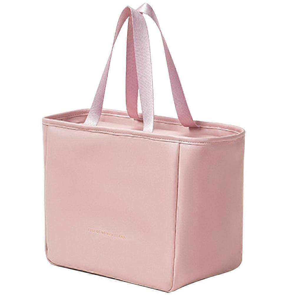Insulated Lunch Tote for Women with PU Material Pink Color Compact Size for Storage