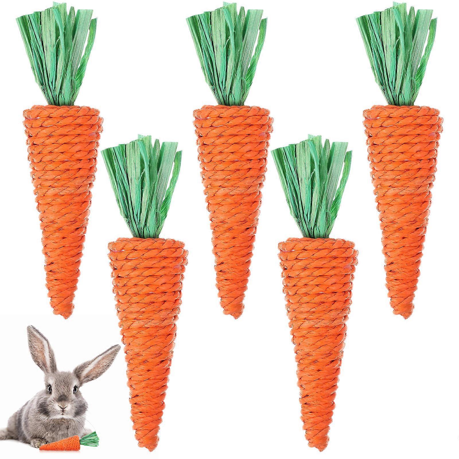 6pcs Chew Toys Teething Carrot Grass Small Gnawing Treats For Rabbit Bunny Hamster Rat Gerbil Dwarf Hamster