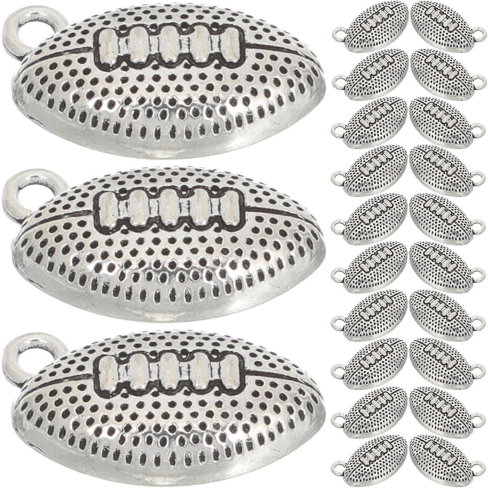 Rugby Shaped Charms for DIY Craft Projects in Silver Alloy with Smooth Surface and Compact Size 50 Pieces