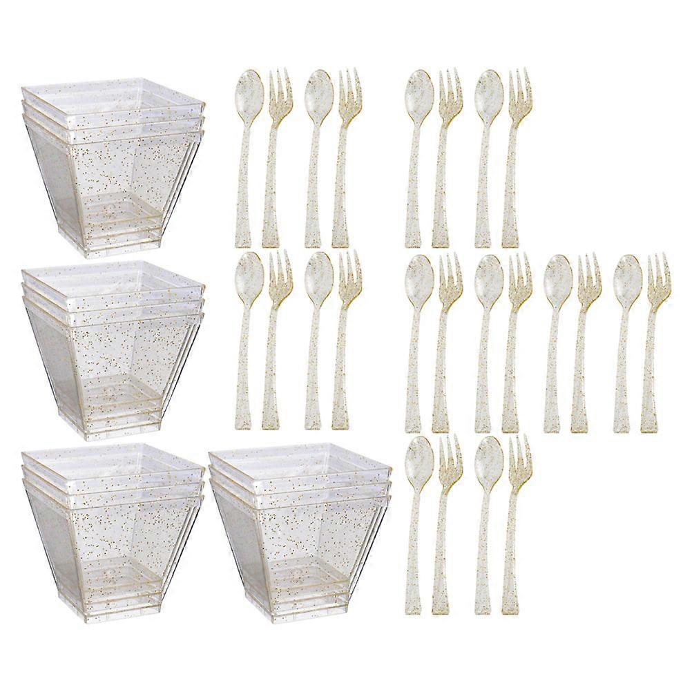 Golden Dessert Cup and Party Set Portable for Events and Gatherings 1Set