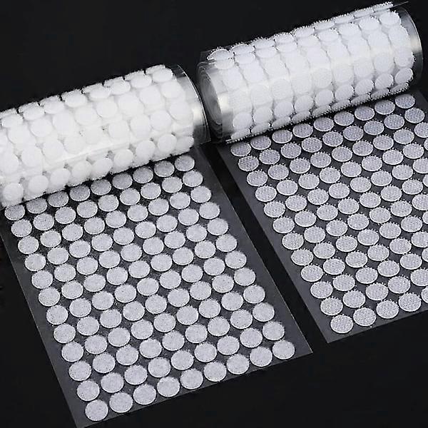 Round Scratch Stickers, 504 Pairs 10mm Circles with Hook & Loop, 1000 Self Adhesive Hook & Loop Dots, Self Adhesive Back