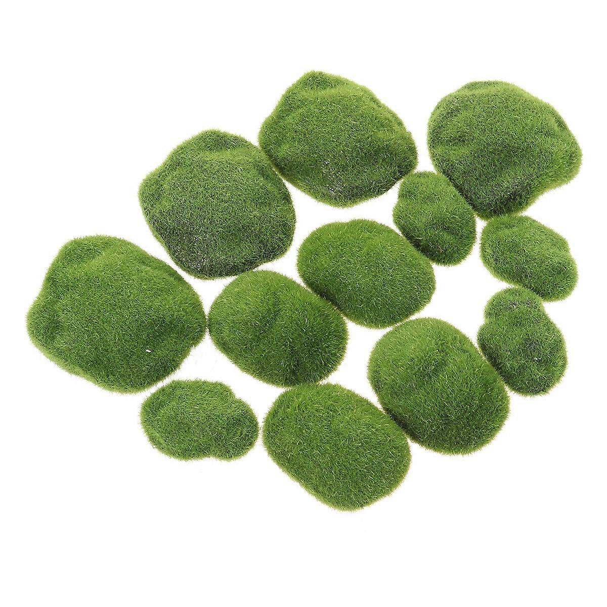 Decorative Green Stones For DIY Micro Landscape And Fairy Garden Accessories Featuring 6 Assorted Sizes Including 12Set