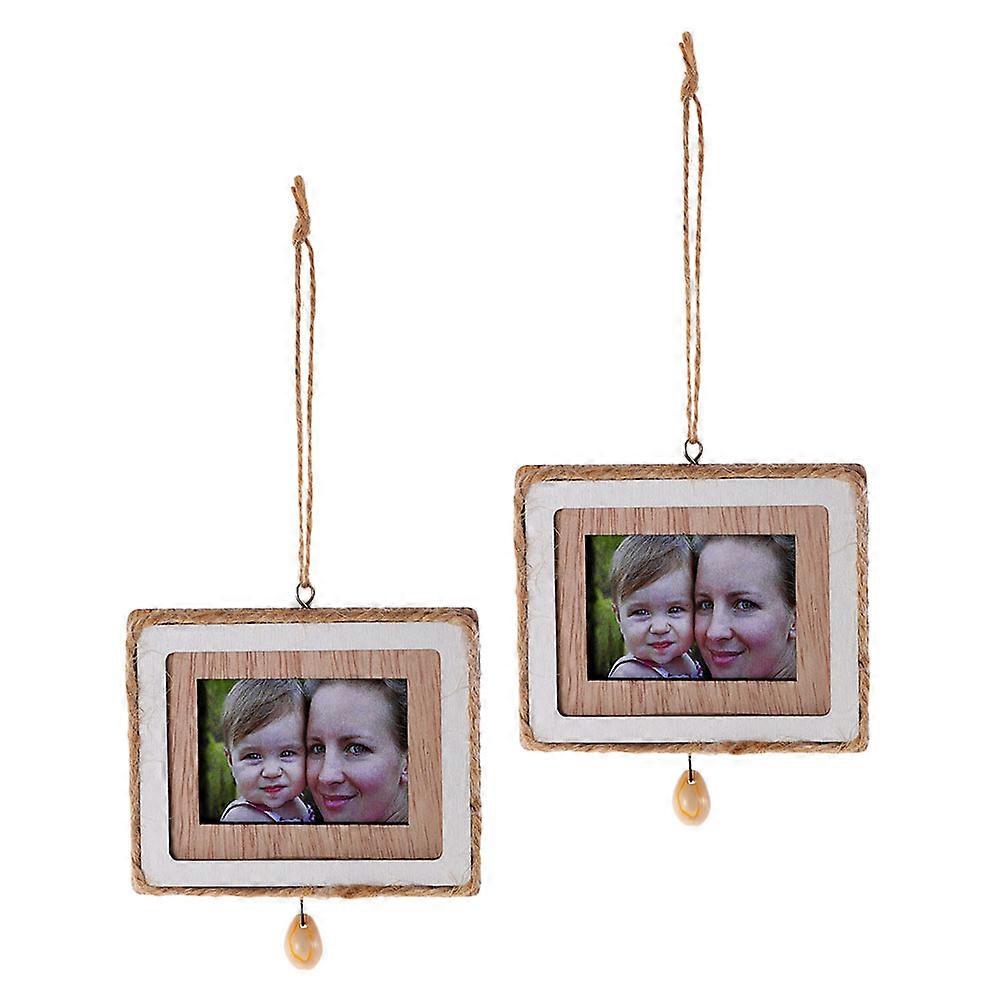 Rustic Wooden Photo Frames Vintage Wall Hanging Decor Sturdy Barn Wood Square Frames for Living Room Bedroom Studio Easy Installation Retro Atmosphere