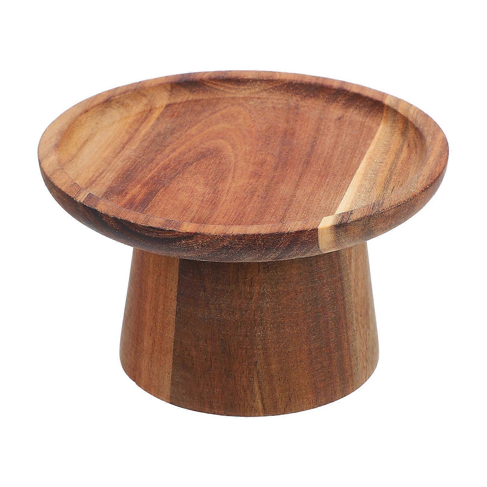 Footed Fruit Tray Multi-Function Display Stand For Tea Parties And Gatherings Light Brown 1Pack