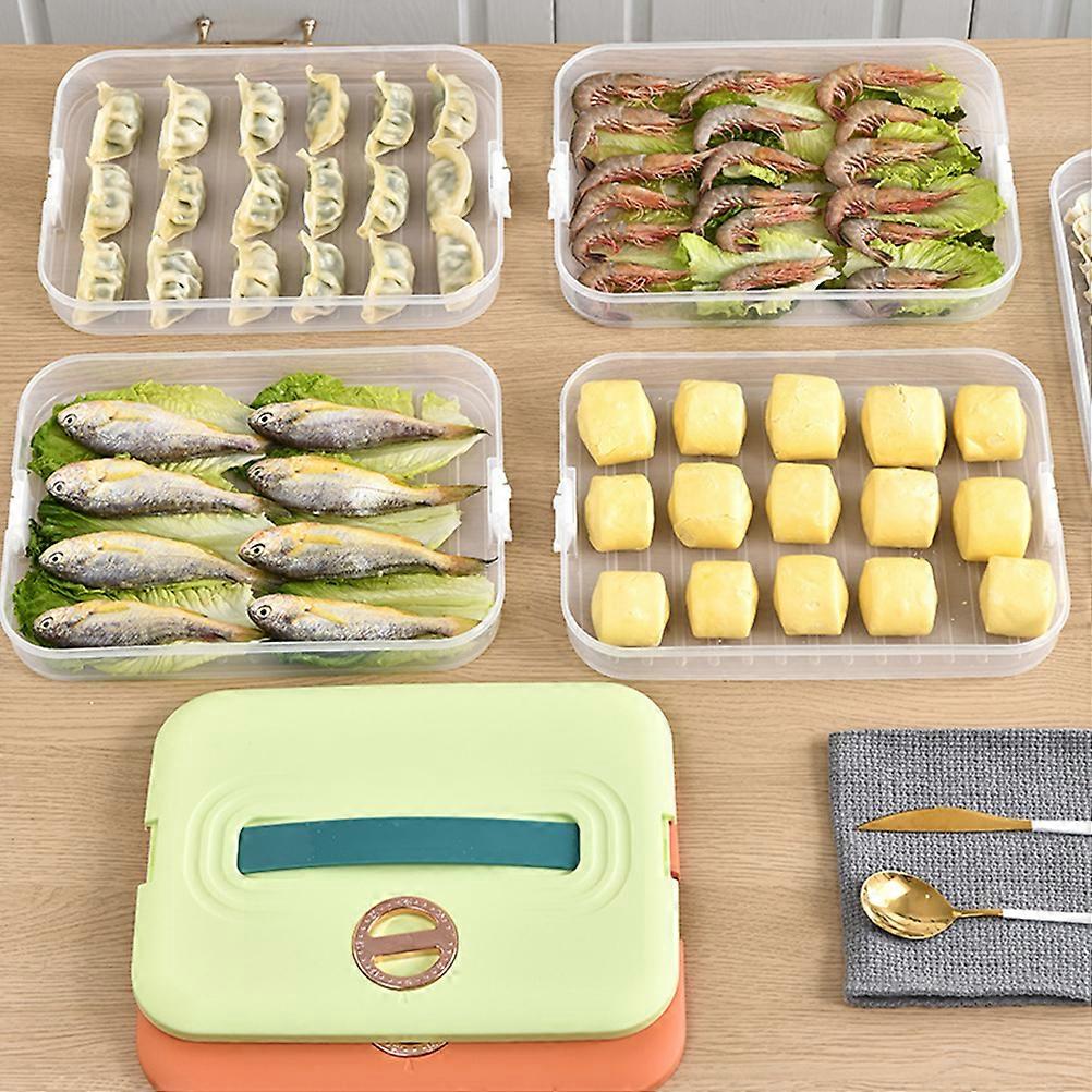 Refrigerator Food Shelf Dumpling Storage Box 3 Layered Stackable Food Storage Box Tray Container with Lid