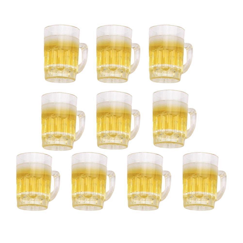 Yellow Resin Mini Beer Cup for Decoration Realistic Design Fits Mini Houses and Scenes 10 Pieces