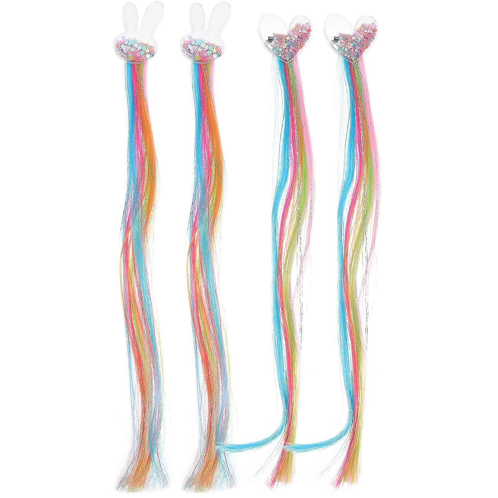 MultiColored Plastic Ponytail Extensions for Kids and Women with Durable Clips 4pcs