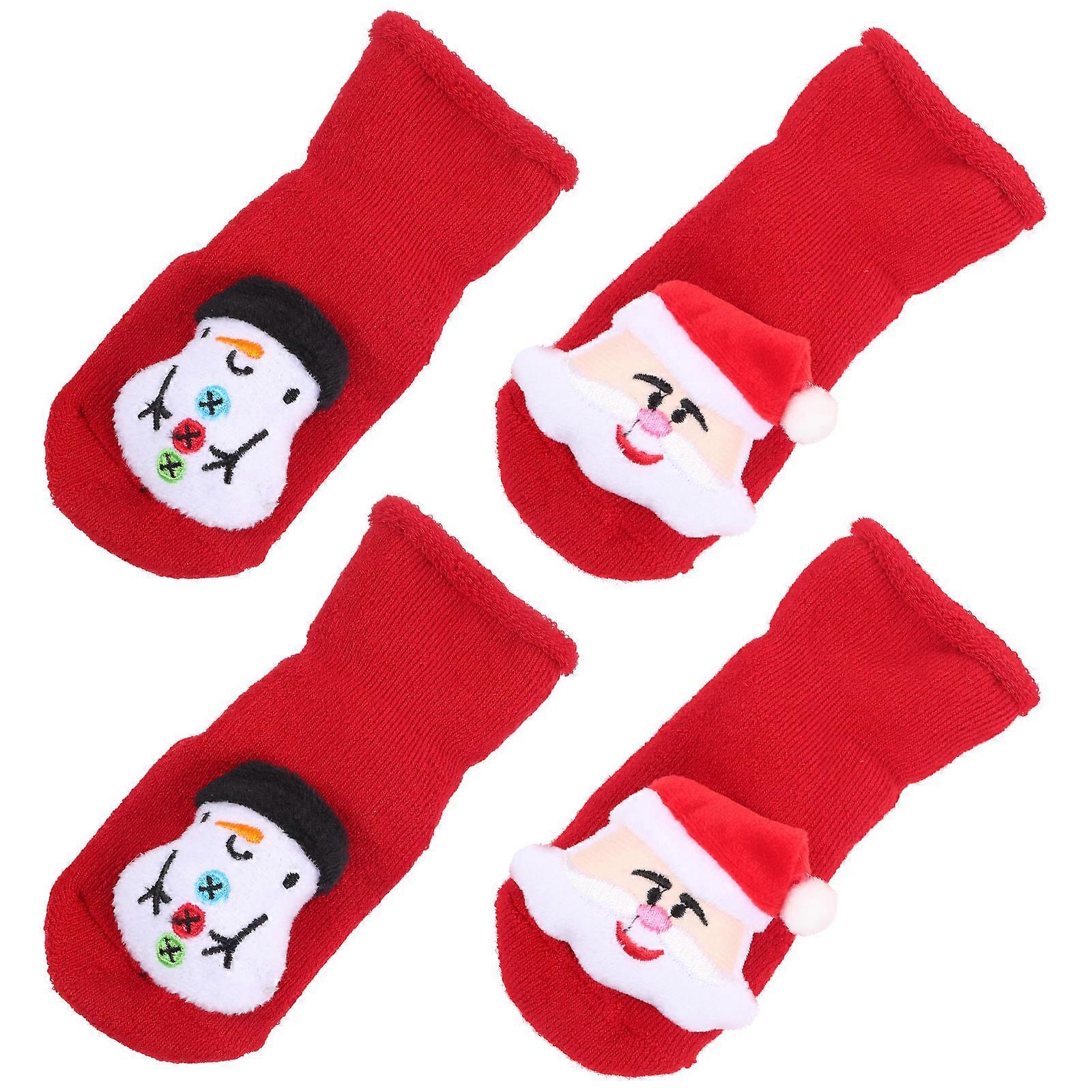 Infant Warm Socks Comfortable Foot Soles Red Color Newborns 0-1 Years Old 2Pairs