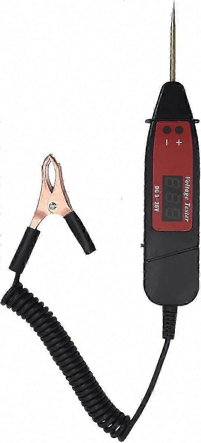3-36V Car Circuit Tester Pen, Auto Voltage Tester for Battery, Lamps & Electrical, Detects Polarity with Alligator Clip