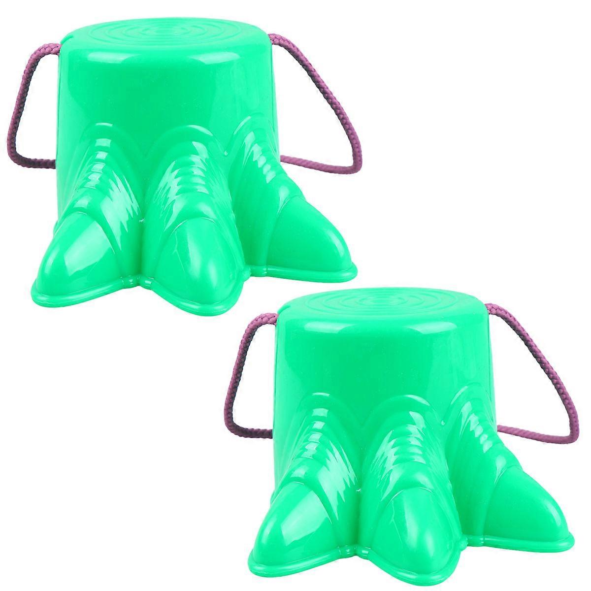 2 قطعة أحذية ركائز بلاستيكية مخلب شكل توازن أحذية التدريب للرياضة في الهواء الطلق لعبة خضراء مع حبل لون عشوائي