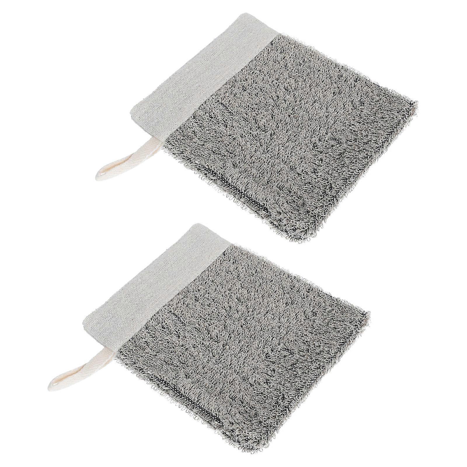 Linen Texture Bath Gloves with Soap Bag for Enhanced Body Scrubbing