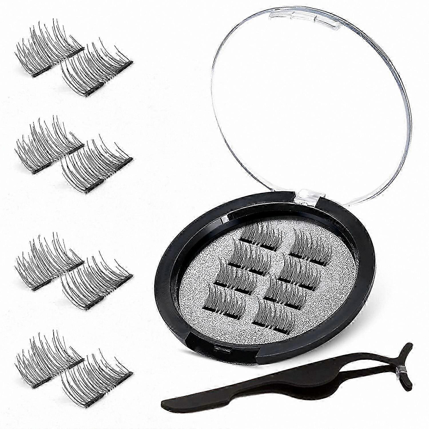 Ultra-Thin Magnetic Lashes, 0.2mm Lightweight Design, Easy Application, Reusable 3D False Eyelashes with Applicator Tool (8 Pairs Included)