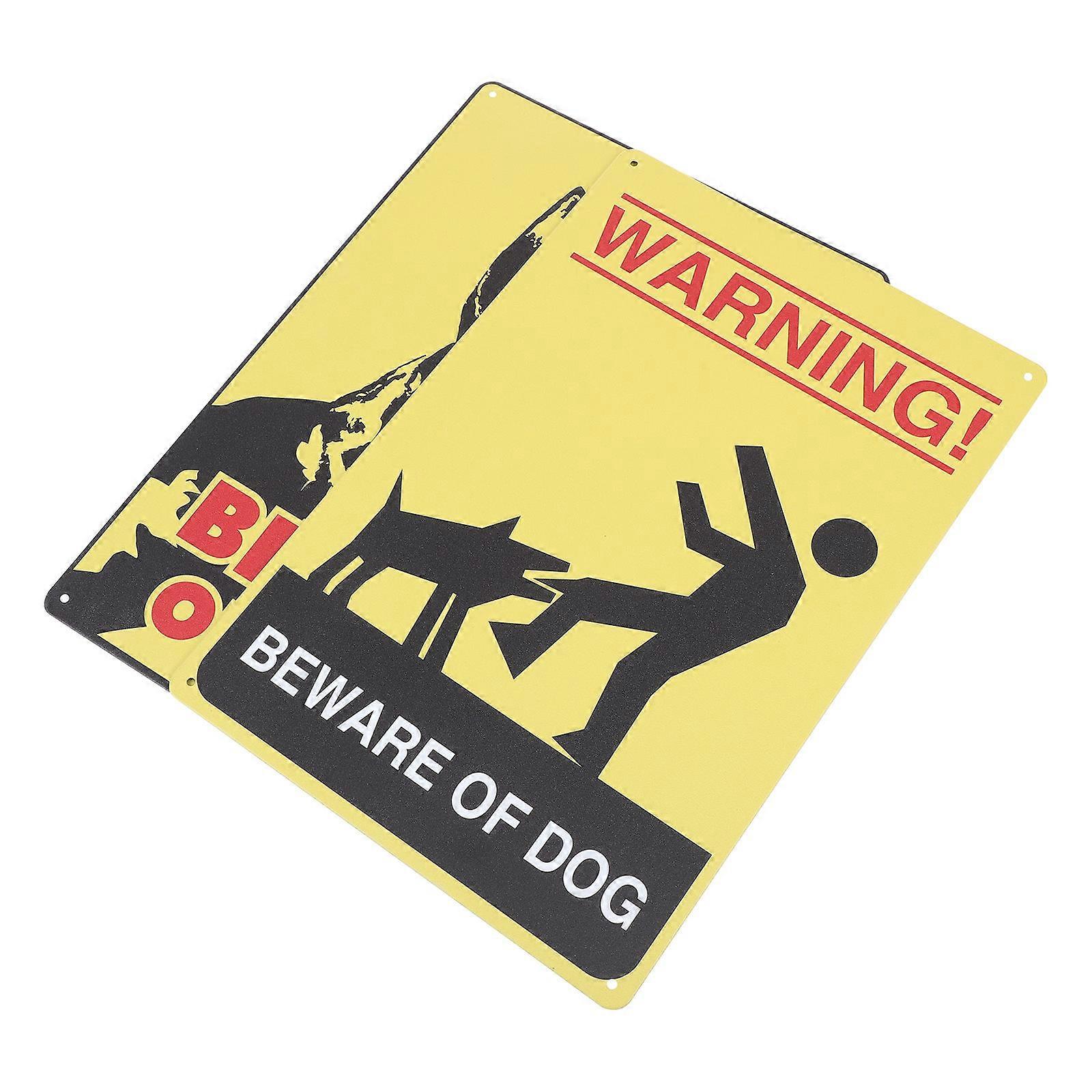 Assorted Color Garden Beware Of Dog Warning Board Iron Sheet Painting Sign 11.8X7.9X0.1in Pattern 2Pack