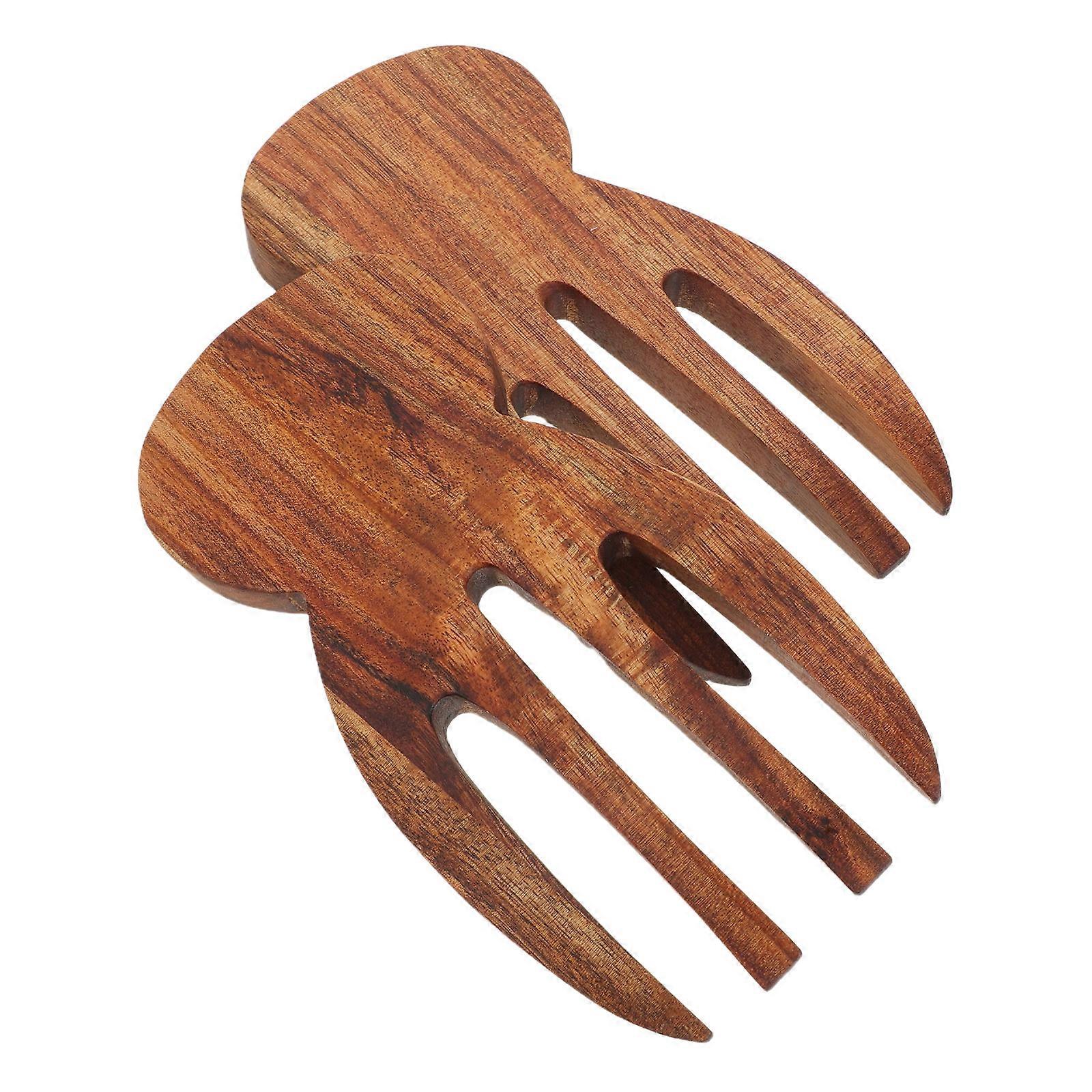 Wood Salad Servers Set Natural Acacia Mixing Tossing Serving Kitchen Utensils Comfortable Grip Scratch Resistant Design Cooking