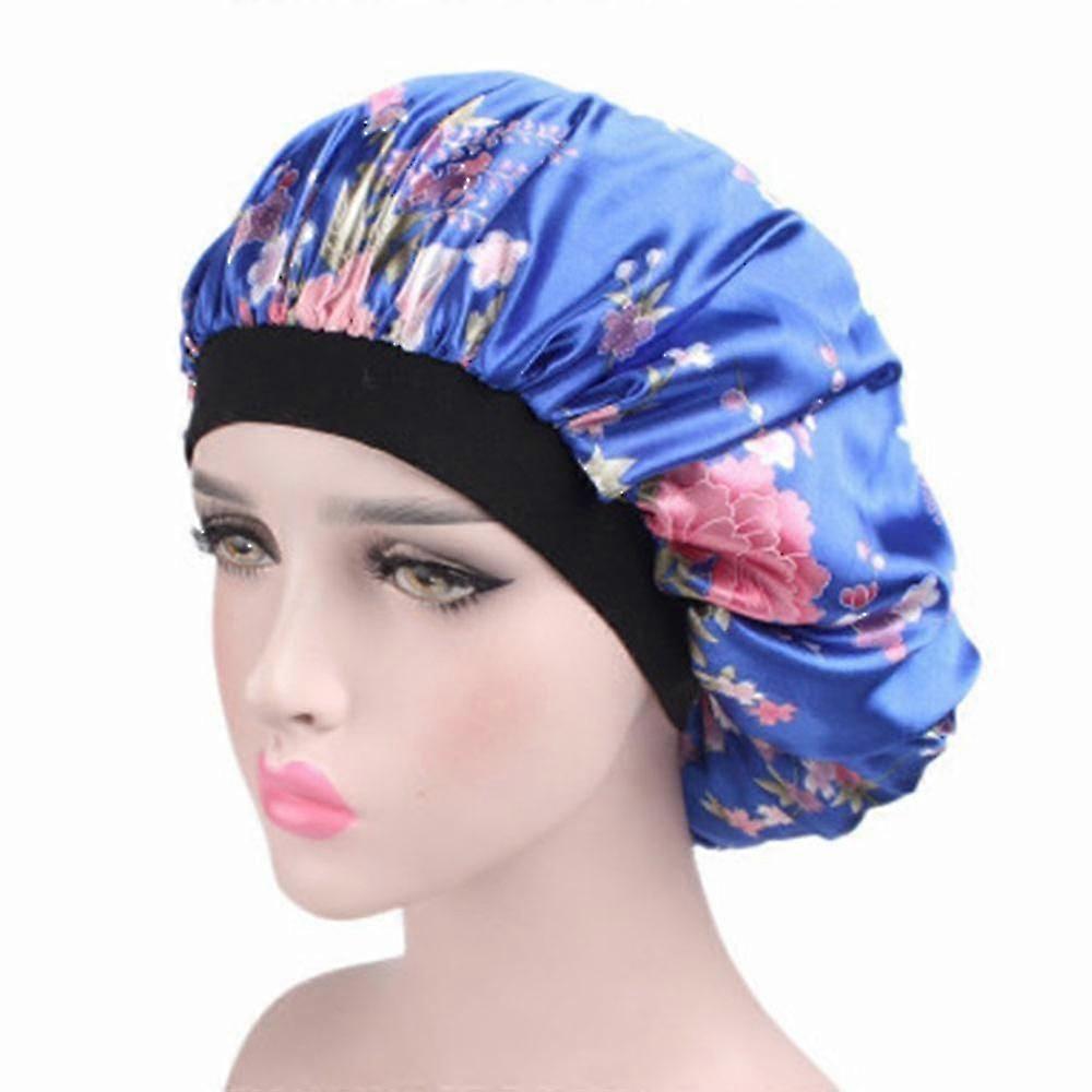 Satin Bonnet Double Layer Sleep Cap Printing Bonnet Wide Elastic Band
