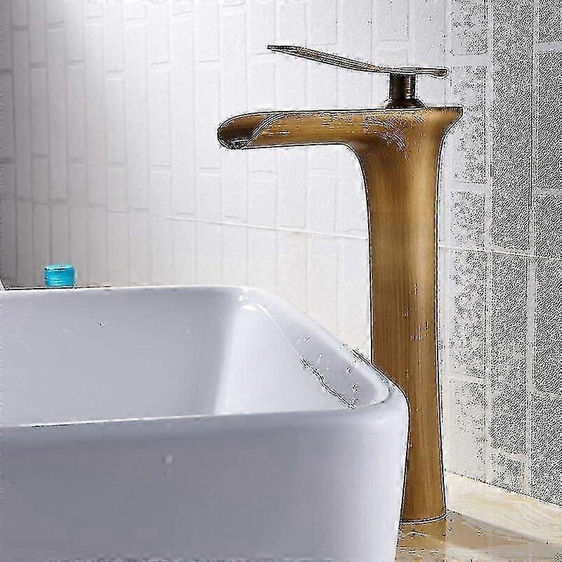 Høy foss gullkran for baderomsvask - Stilig servantblandebatteri s20241224446