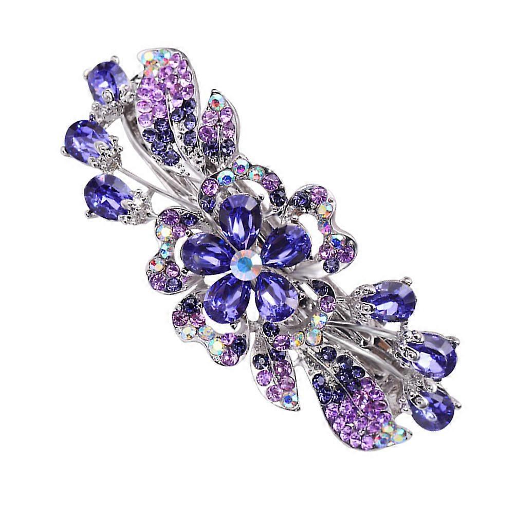 Elegant Design 2Pcs Rhinestones Hair Barrettes For Women And Girls In Purple Ideal For Daily Use And Ceremonies With Hair Styling Function