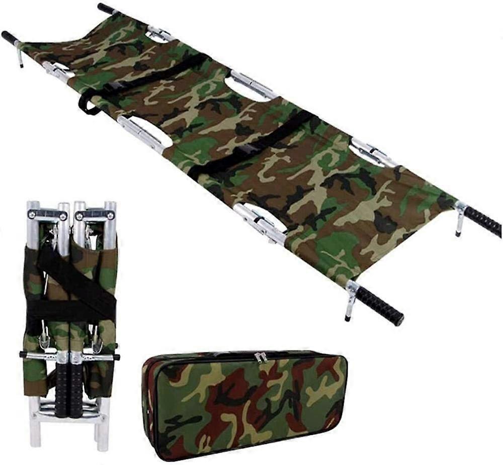 Foldaway Flat Portable Stretcher with Two Steel Bars, 300 lb Capacity, Model 1231, Lightweight and Durable