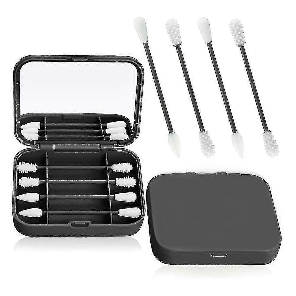 Reusable Cotton Swabs With Mirror, Washable Cotton Buds For Ear Cleaning, Skin-friendly Silicone Ear Sticks For Makeup