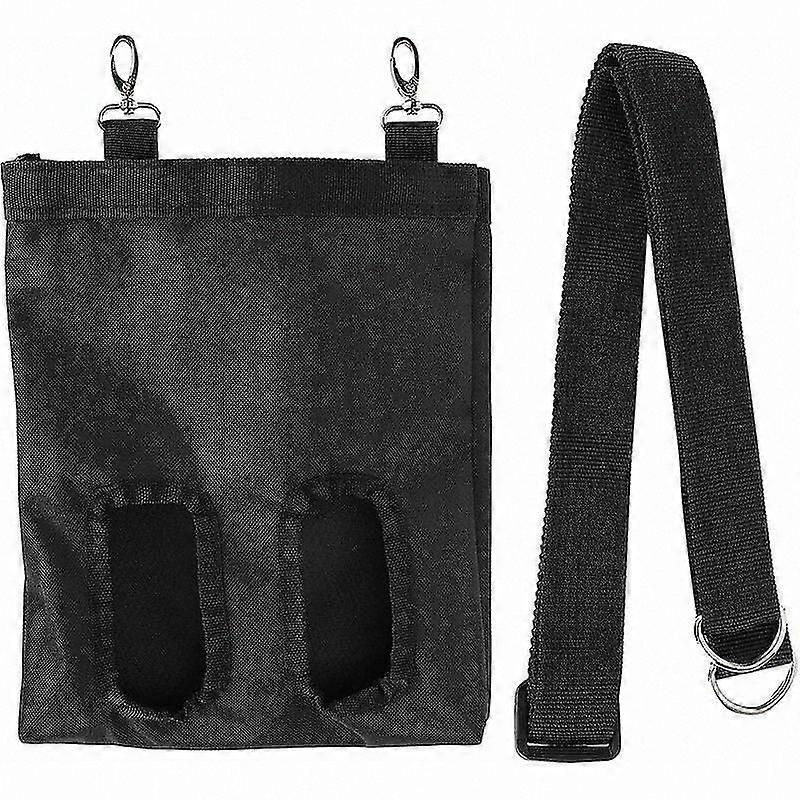 Hanging Pet Feeder Bag Made from 600D Oxford Cloth for Small Animals Like Rabbits and Guinea Pigs with Hay Storage Solution in Black