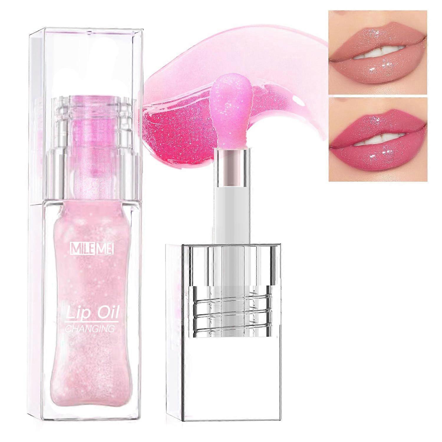 Magic Color Changing Moisturizing Lip Glow Oil Plumping Glimmer Glow Lipstick, Magic Color Changing Lip Gloss Lip Balm, Non-sticky, Fresh Texture Lip