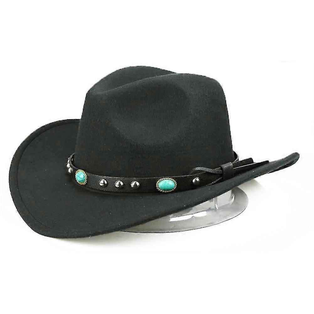 Jazz Cap Wide Brim Fedora Hat, Cowboy Style, Solid Color, Roll Up Design