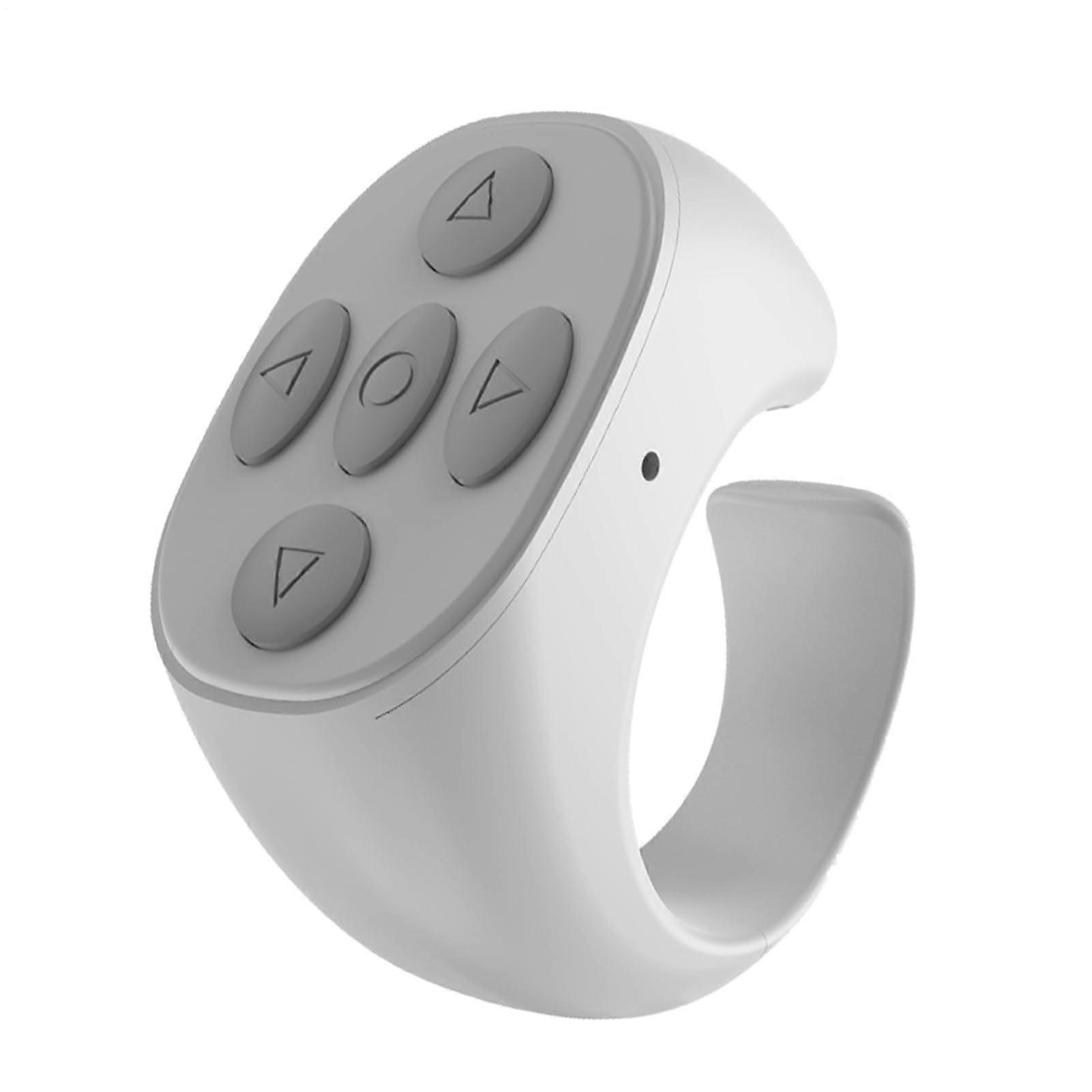 Remote Scrolling Ring Camera Shutter Remote Page Turner Clicker for Phones, White
