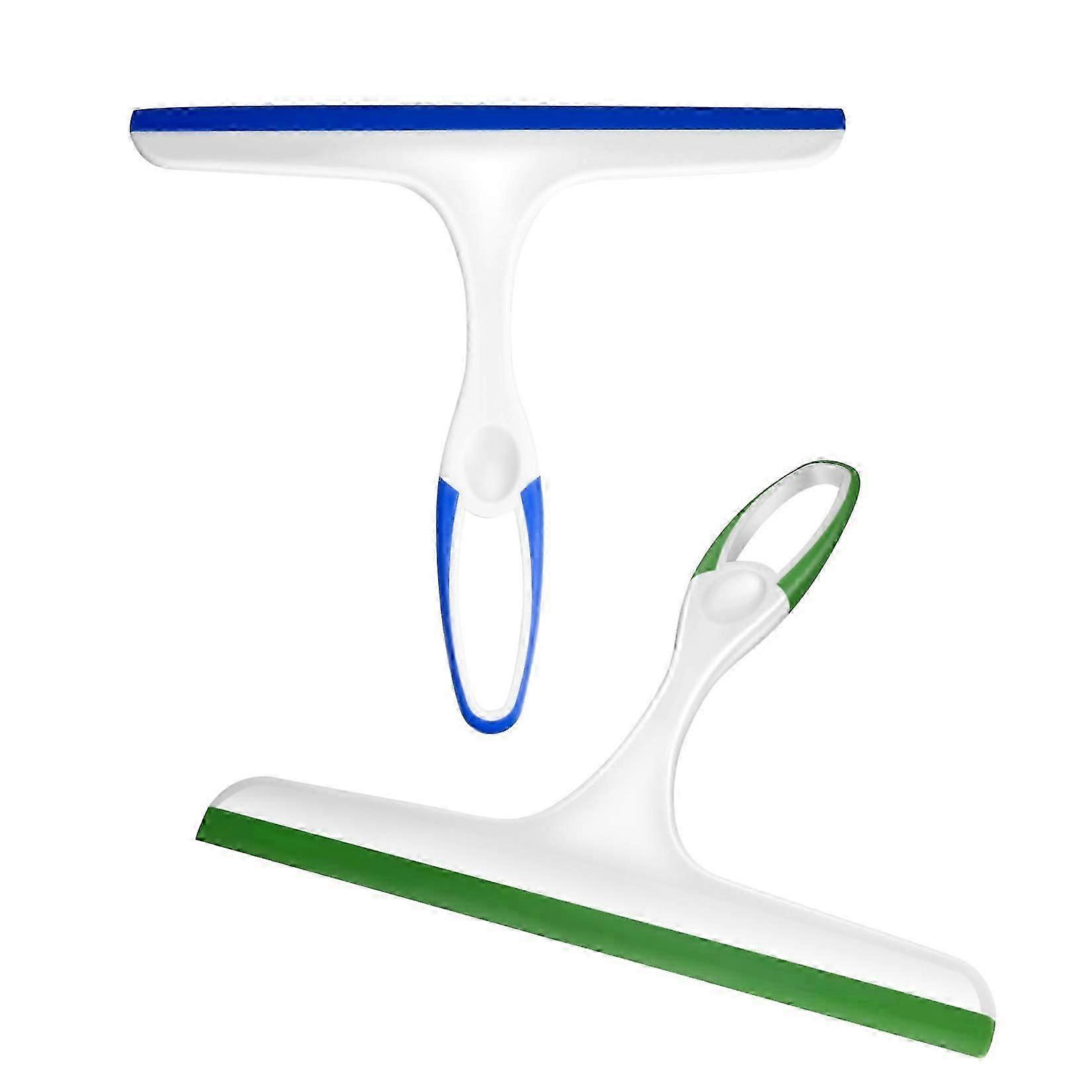 2PCS Squeegee, Multi-Purpose Shower Glass Rubber Squeegees, 22 x 27cm Window Glass Cleaner Scraper (Green/Blue)