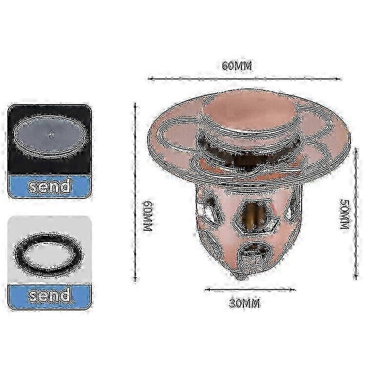 Rosaguld pop-up afløbsfilter og håndvaskprop til universelle badeværelsesvaske