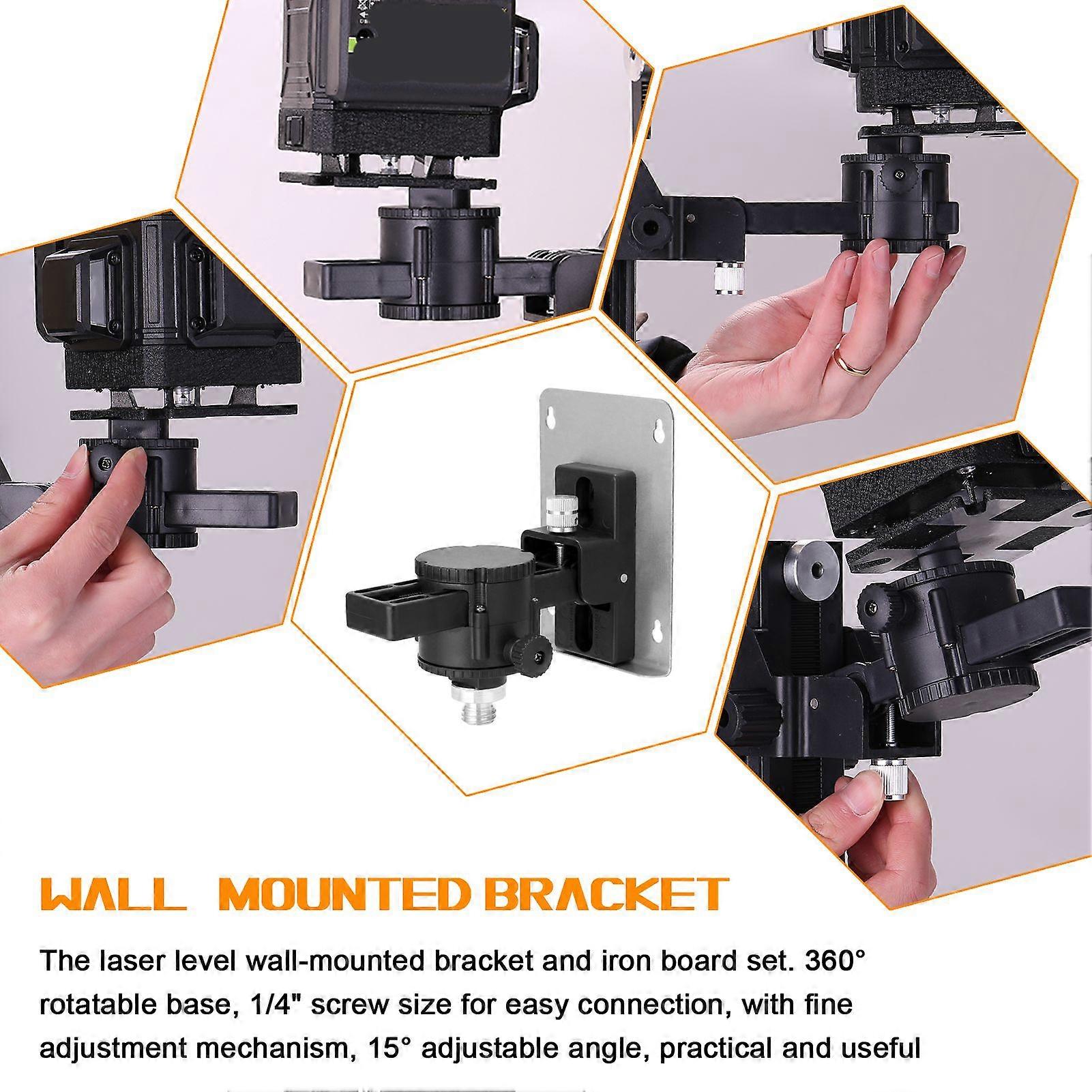 360 Degree Rotation 15Tilt Angle Adjustable Laser Level Wall-mounted Bracket with Iron Board