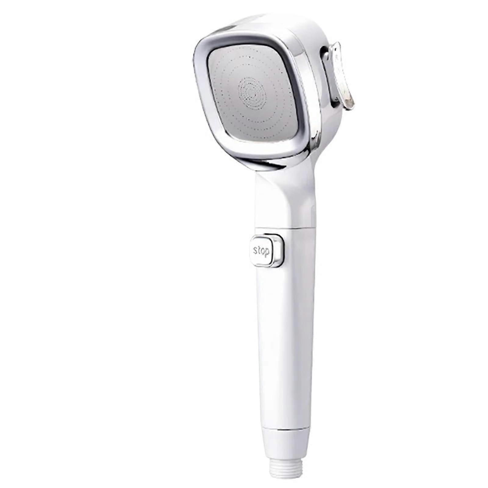 Shower Head with 4 Adjustable Spray Modes, High Pressure Water Saving Nozzle, On Off Switch, White Bathroom Filter