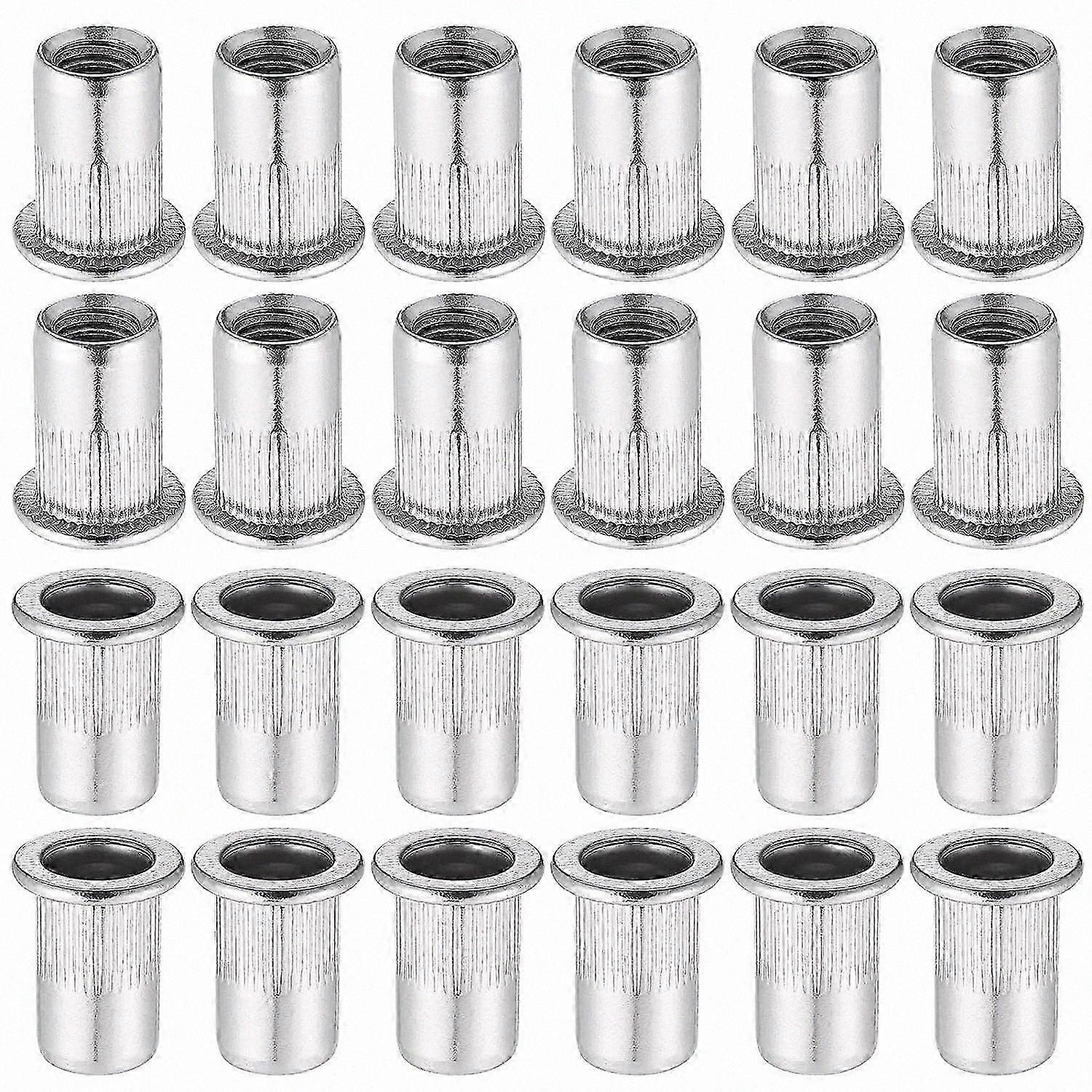 60-Pack 304 Stainless Steel M8 Threaded Rivet Nuts for Blind Fastening Applications with Flat Head Design Compatible with Threaded Insert Tools