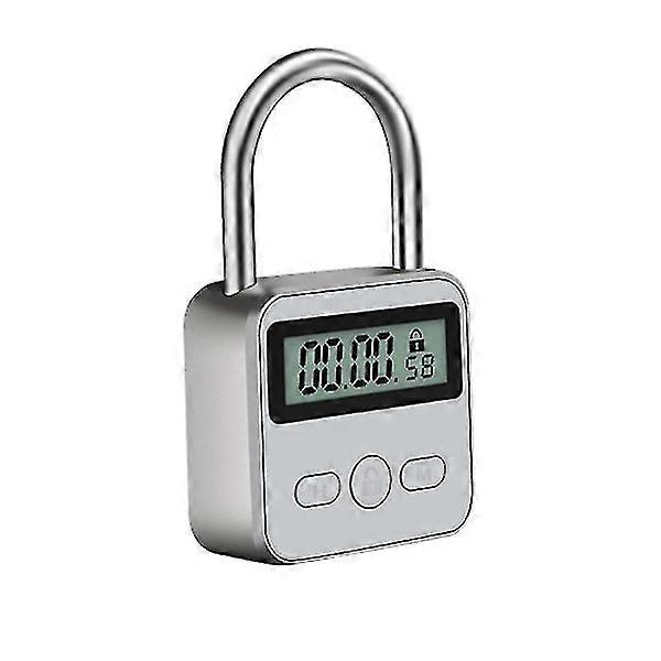 Timer lock with LCD screen, USB rechargeable, adult game, electronic timer silver