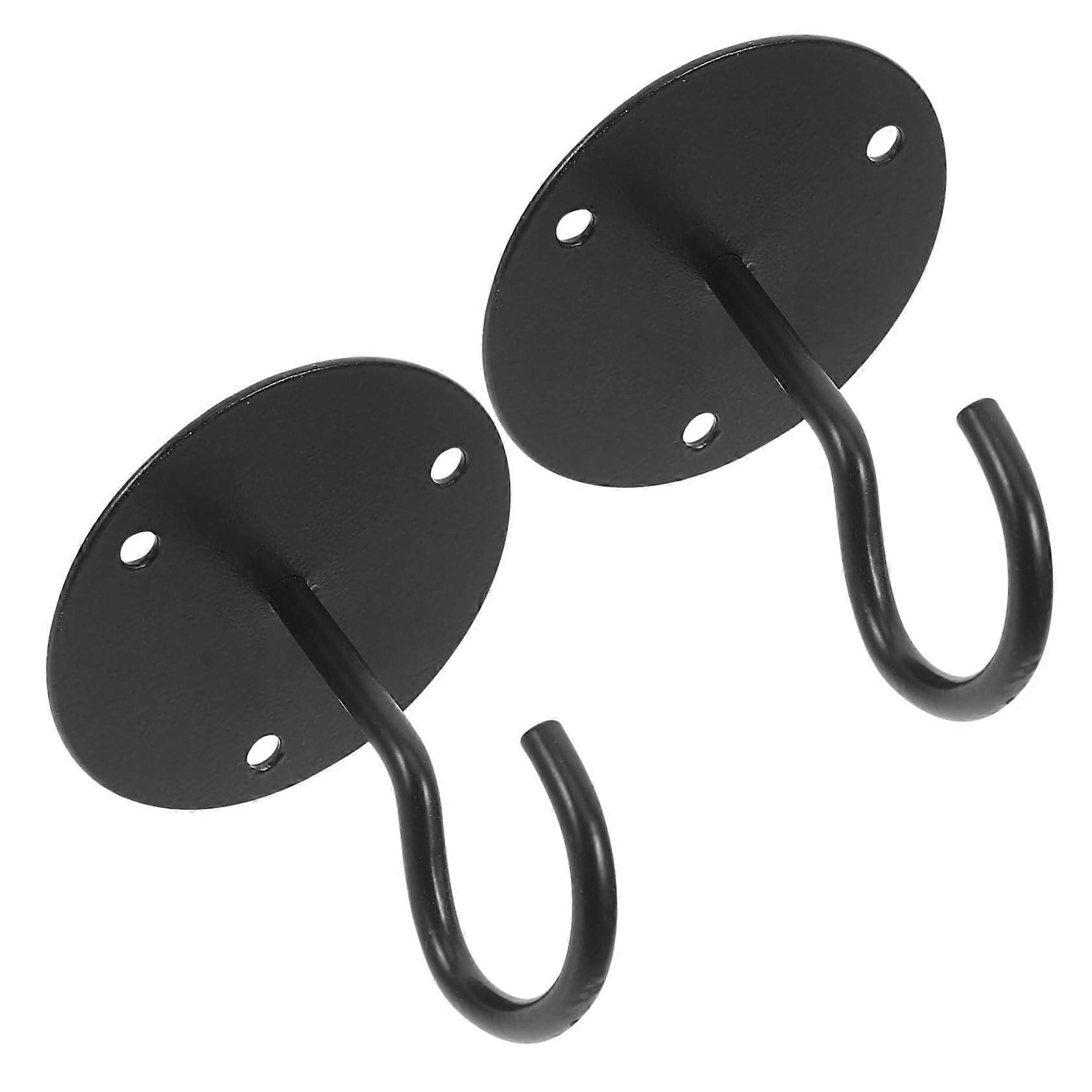 Elephant Trunk Ceiling Hooks, 2Pack, Small, Indoor Outdoor Use, Wardrobe Lantern Holder, Tool Organizer, Black