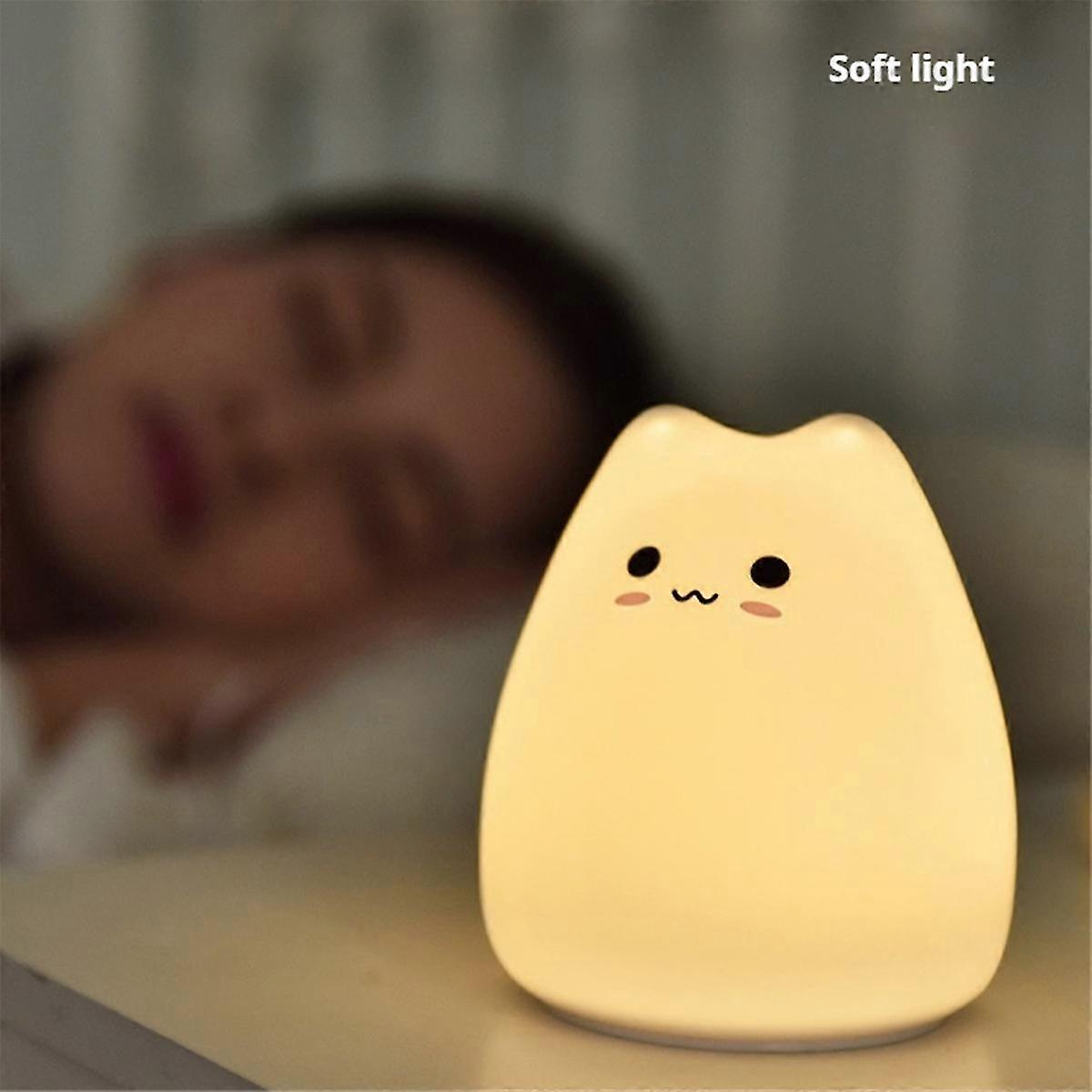 Mini Cat Night Light Cartoon 7 Colors Sleep Lamp,Popularity Cats