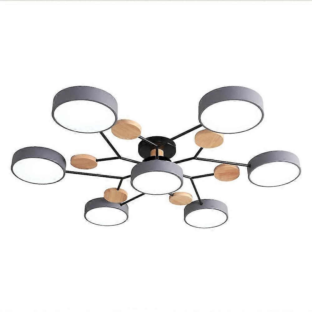 7-head LED Simple Wood Gray Acrylic Ch,elier Ceiling Lamp, Suitable...