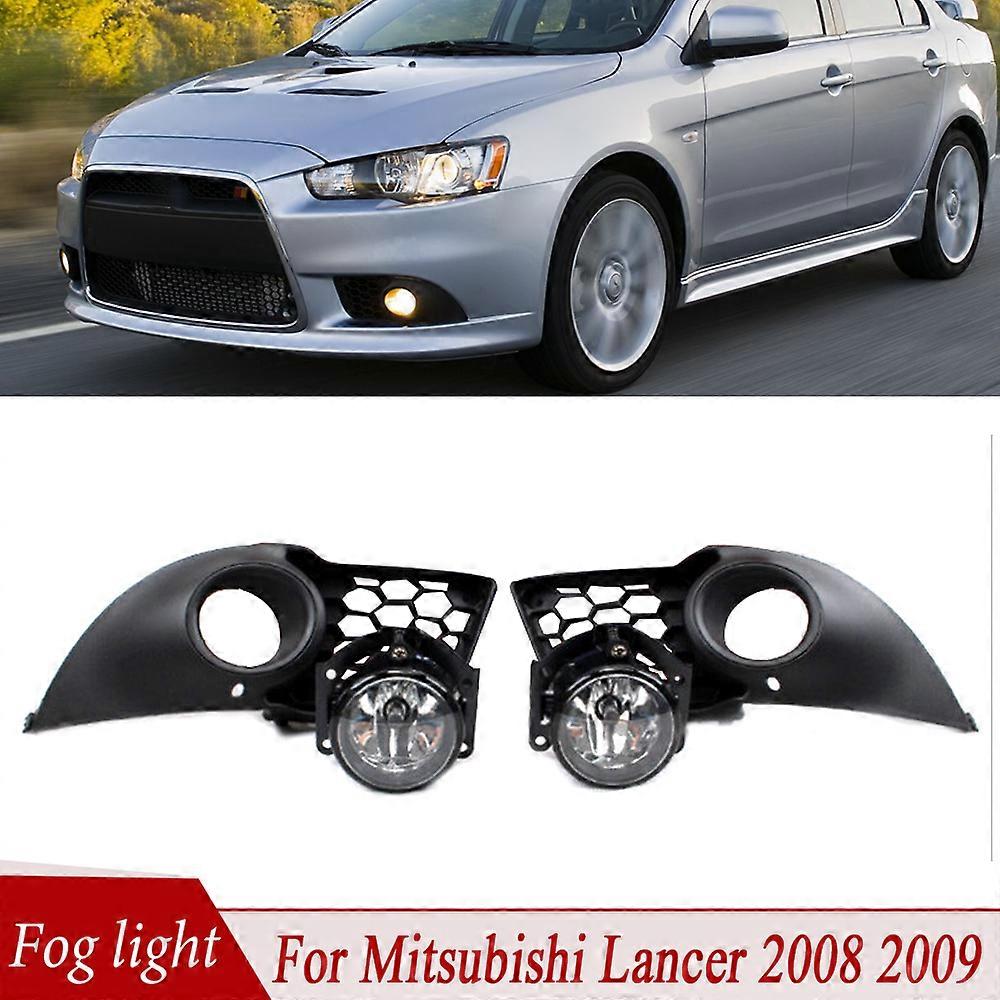 Applicable For Mitsubishi Lancer 2008 2009 1Set Front Bumper Fog Light Grille Daytime Running Lights Grilles Fog Lamp Assembly Car Light