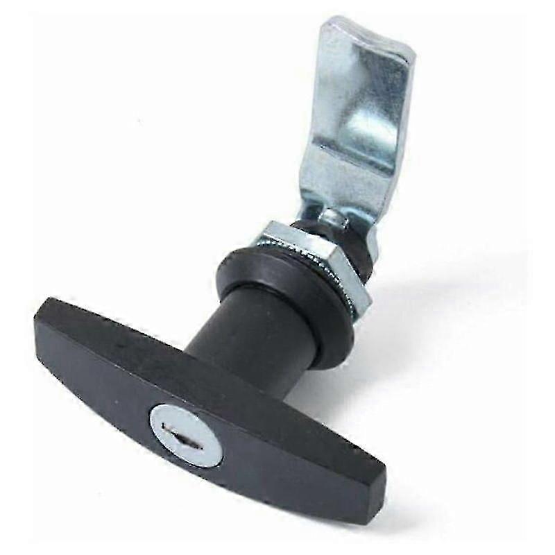 Universal T-Handle Lock with Key, Aluminum Alloy for UK Trailers and Campers, Black Finish for Secure Door Latching