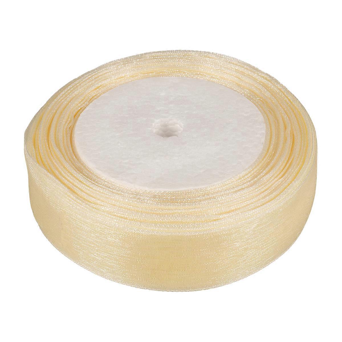 50m X 2.5cm Light Yellow Decoration Organza Ribbon Gift Packing For Event Organizers Party 1Set