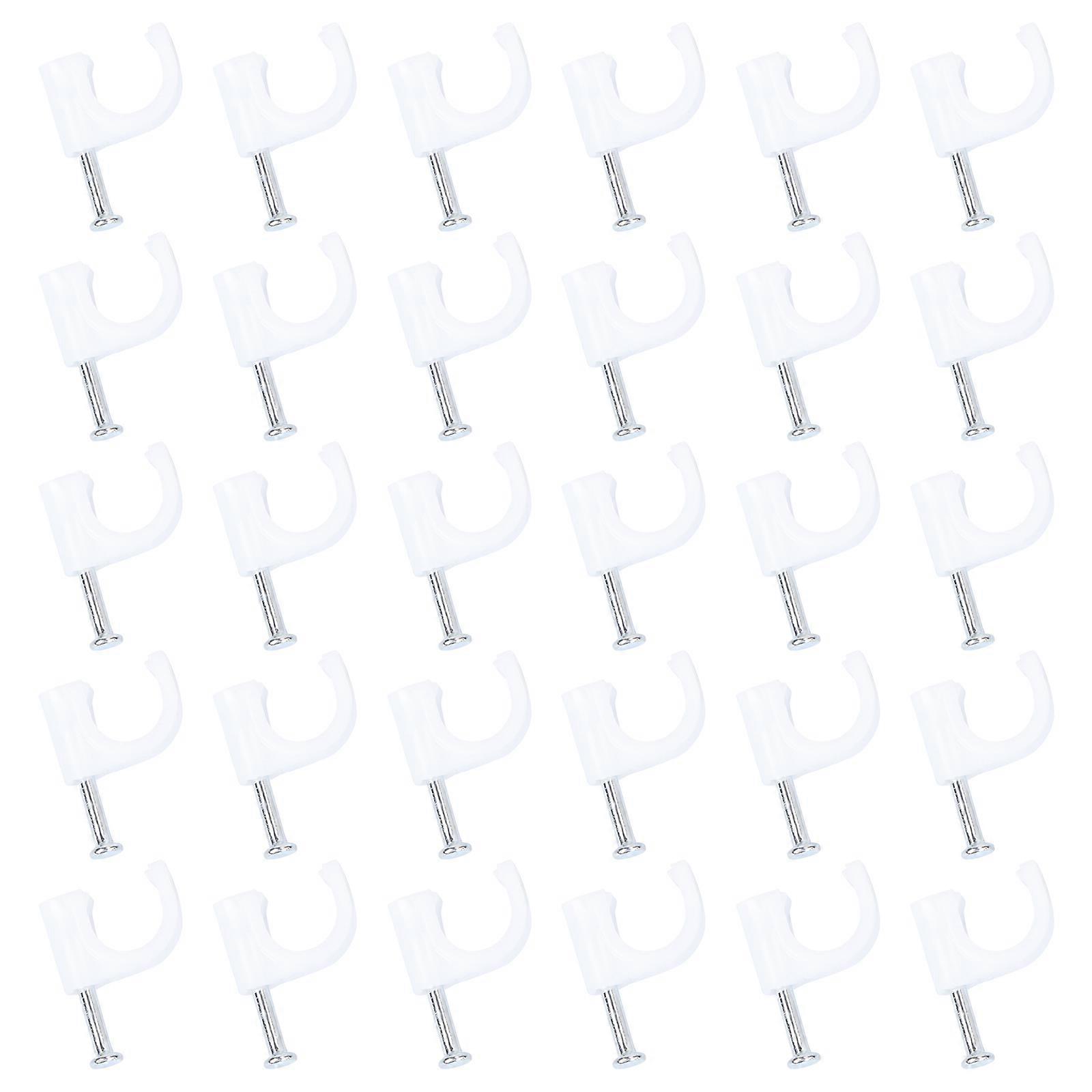 Cable Clips Nail Round Nail Cable Wire Clips for White Color Cable Management 100Pcs