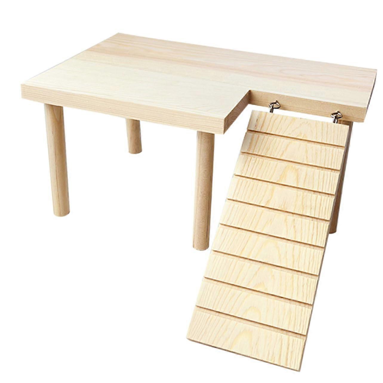 Wooden Hamster Stand Ladder For Guinea Pig Hideaway And Chinchilla Playpen Accessory