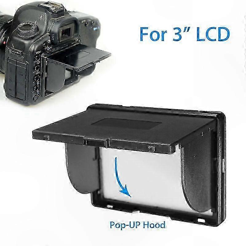 Detachable 3" LCD Screen Protector with Pop-Up Hood for SLR Cameras
