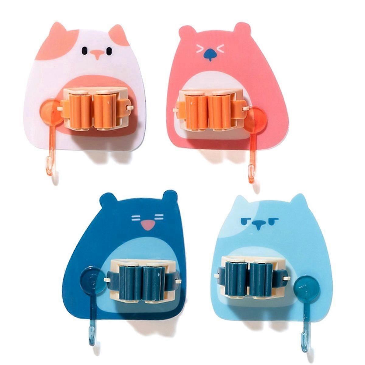 Lovely Bear Mop Holder Hook Included, Strong Load Capacity, Waterproof, Easy Installation, Multicol