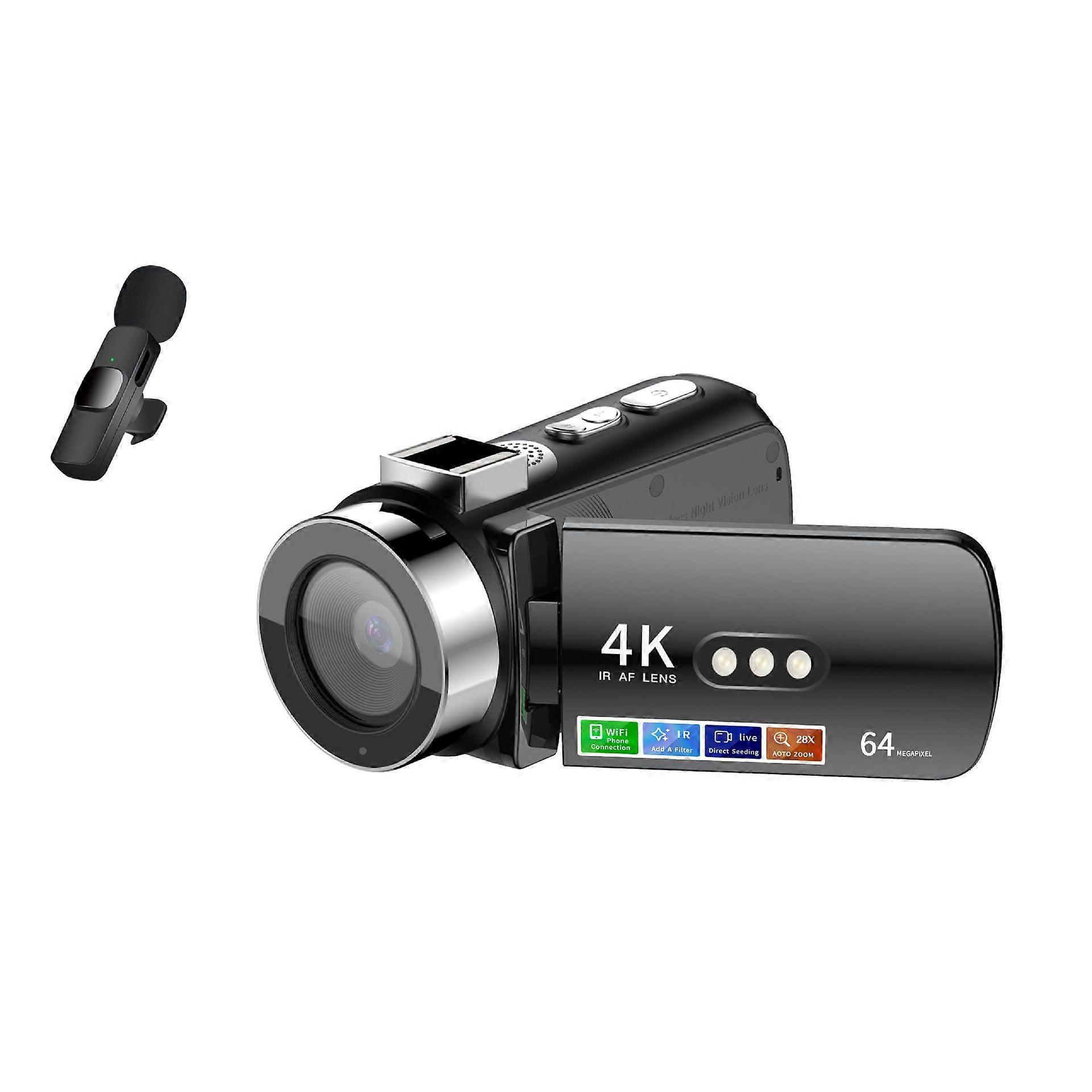 OHP D9 WiFi Digital Camcorder 3 Inch IPS Screen Night Vision 4K Vlog Camera with Wireless Microphone