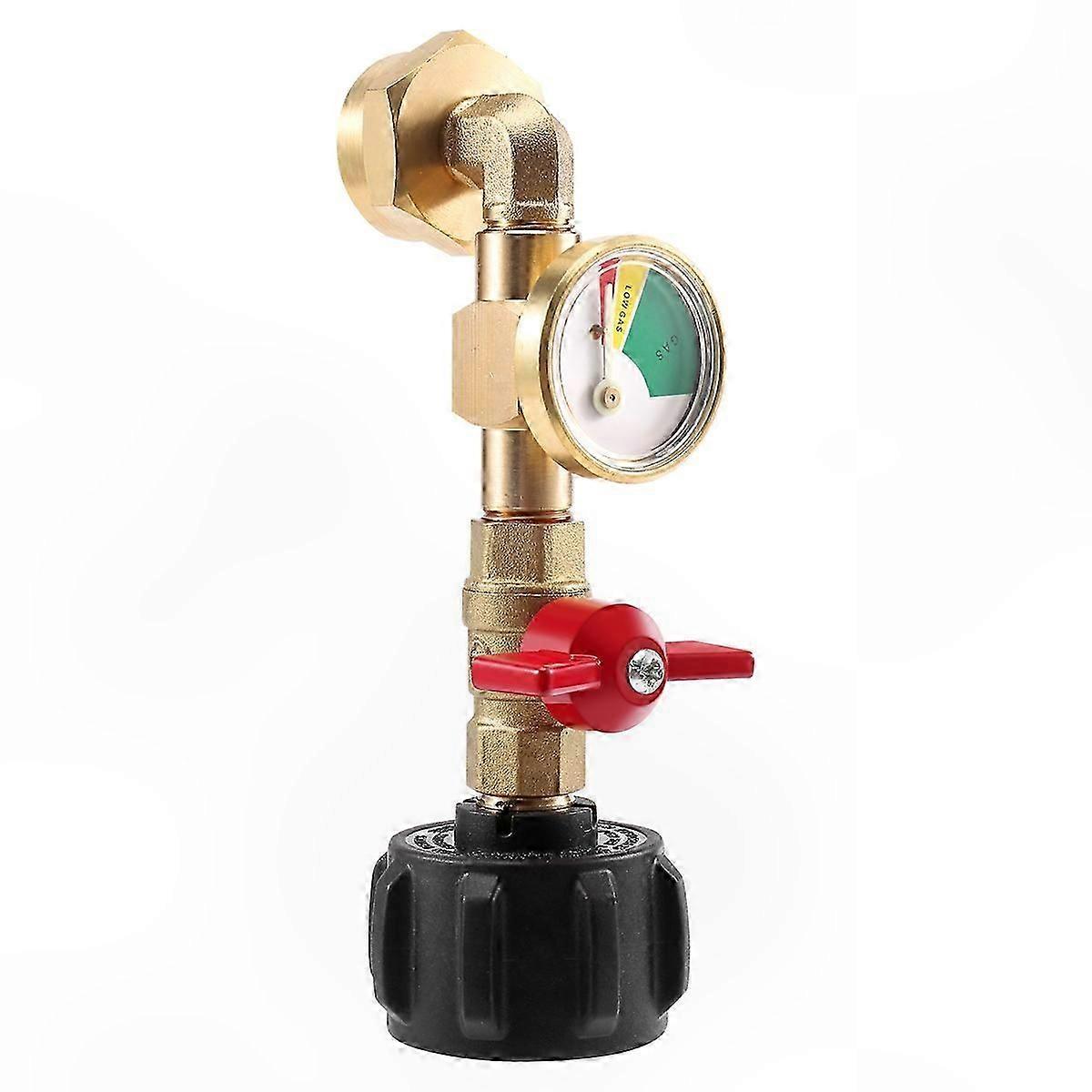 Adapter with Valve and Gauge for Refilling 1Lb Propane Bottles from 20Lb Tanks